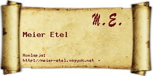 Meier Etel névjegykártya